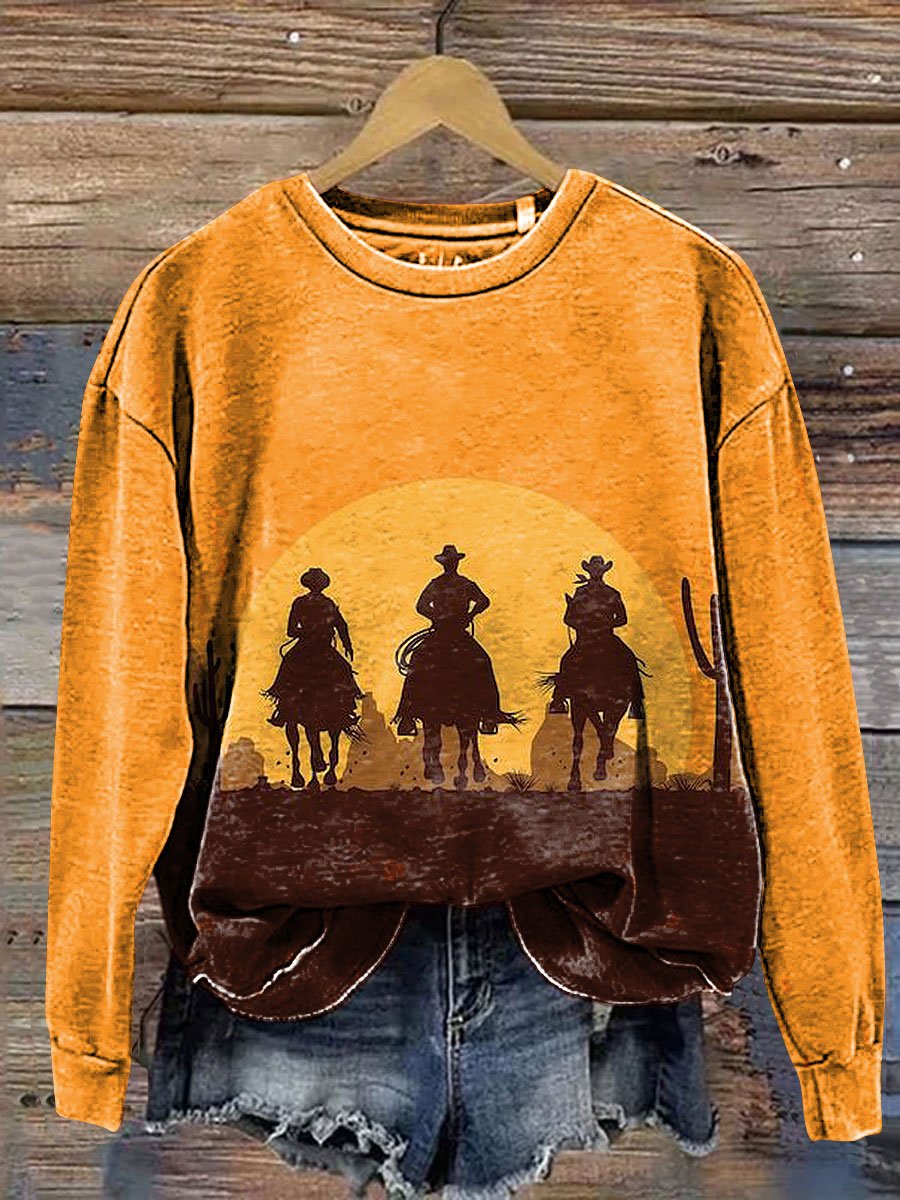 Western Cowboy Sunset Art Casual Sweatshirt