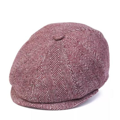 Herringbone Wool 8 Panels Newsboy Cap, PEAKED  Hat