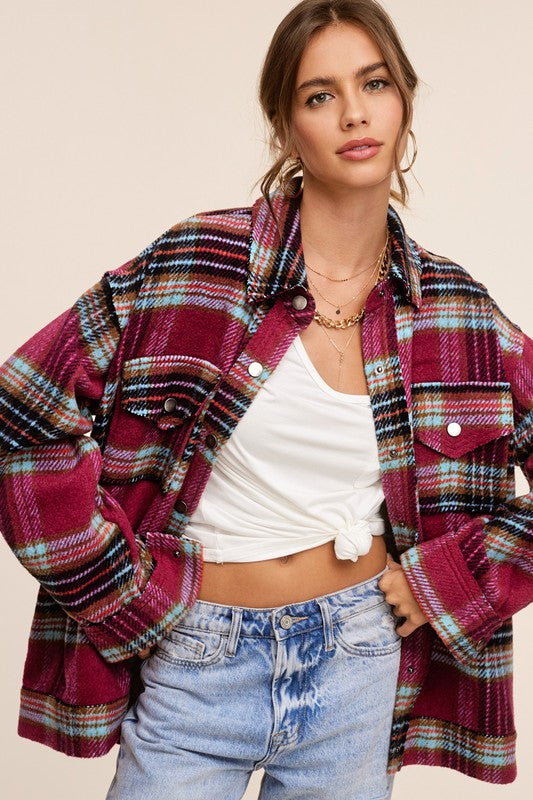 Hailee Plaid Shacket Jacket choice of colors