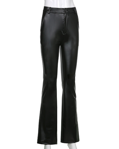 PU Micro-Flared Trousers