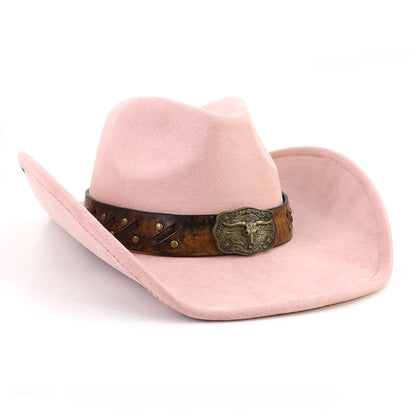 Men's Vintage Western Cowboy Hat Suede Knight Hat