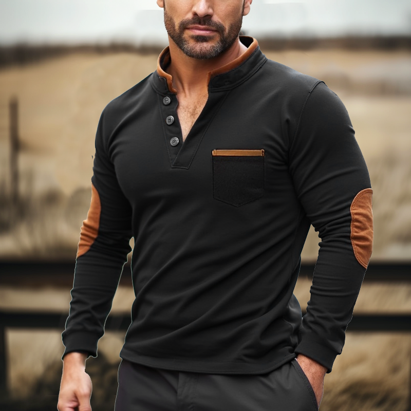 Men's Outdoor Yellowstone Vintage Spliced Long Sleeved T-shirt