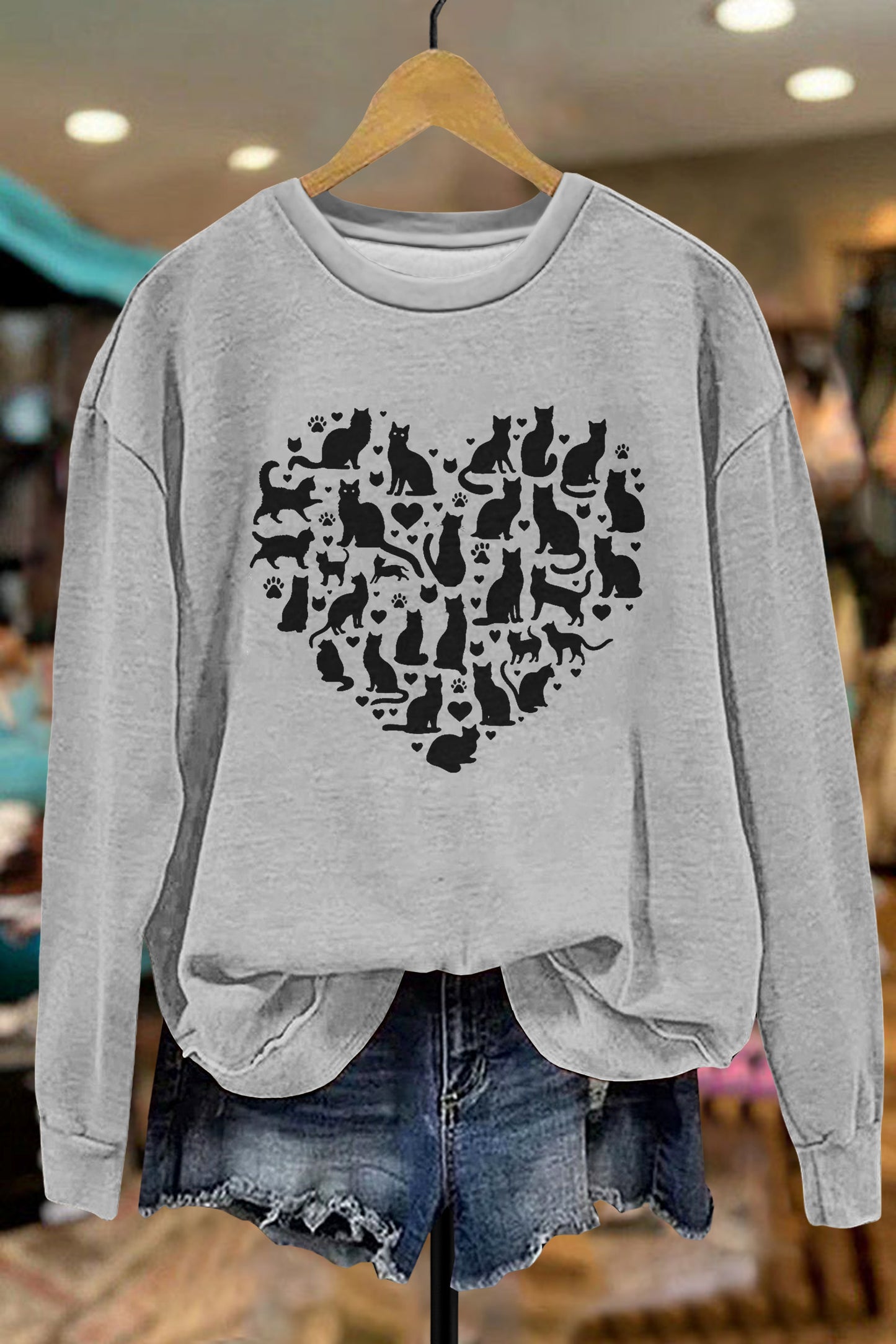 Cat Heart Valentine Sweatshirt