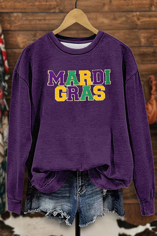 Mardi Gras Simple Lettering Sweatshirt