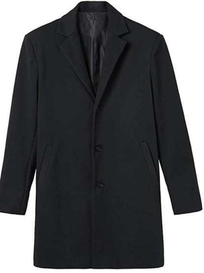 Men'S Commuter Button Lapel Wool Coat