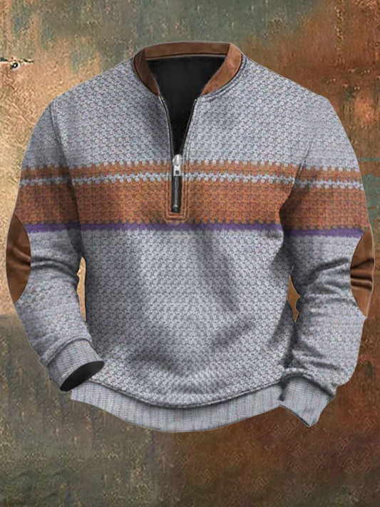 Men's Vintage Knitted Printed Sweatshirt