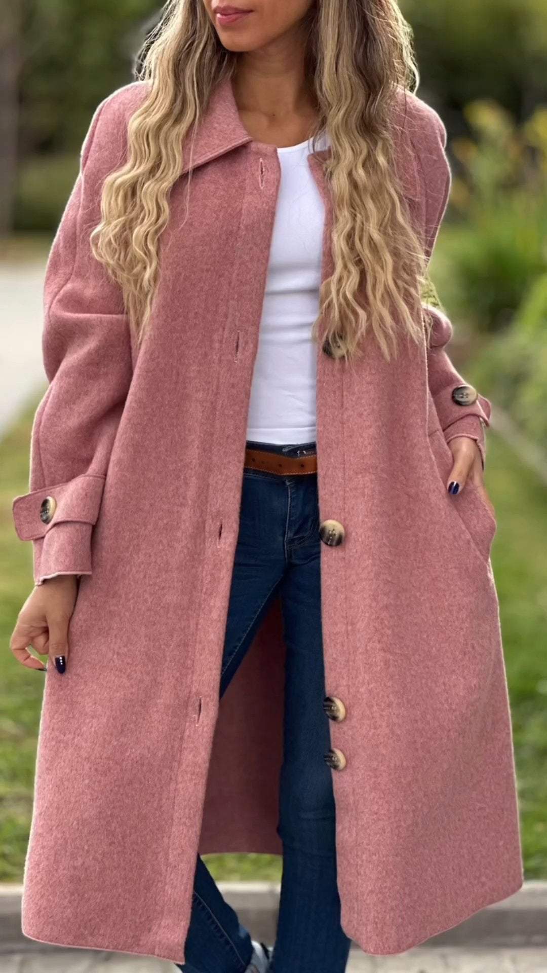 Women's Lapel Long Sleeve Casual Long Coat