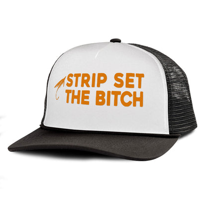 STRIP SET THE BITCH Letter Printed Trucker Hat