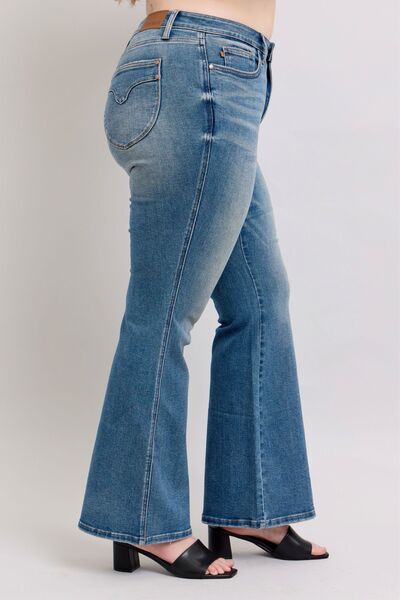 Judy Blue MR Tummy Control Vintage Wash Flare Bell Bottom Jeans