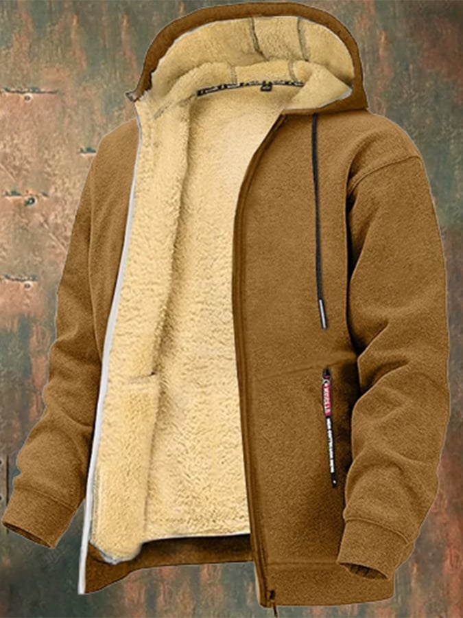 Men's Fashionable Loose-Fitting Velvet Thickened Hooded Zipper Jacket