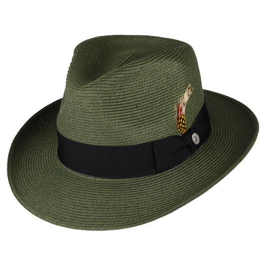 Jaxon & James Summer C-Crown Straw Fedora Hat - Olive