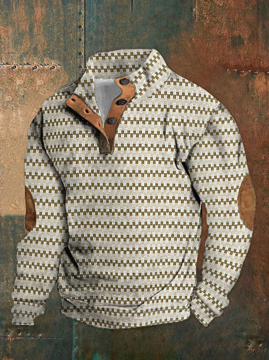 Men's Geometric Stand Collar Pullover