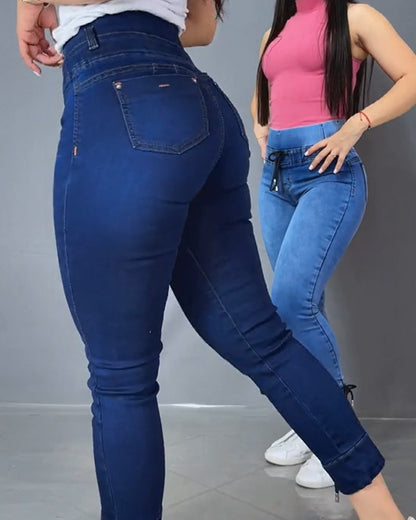 Stretch Elastic Waist Skinny Jeans