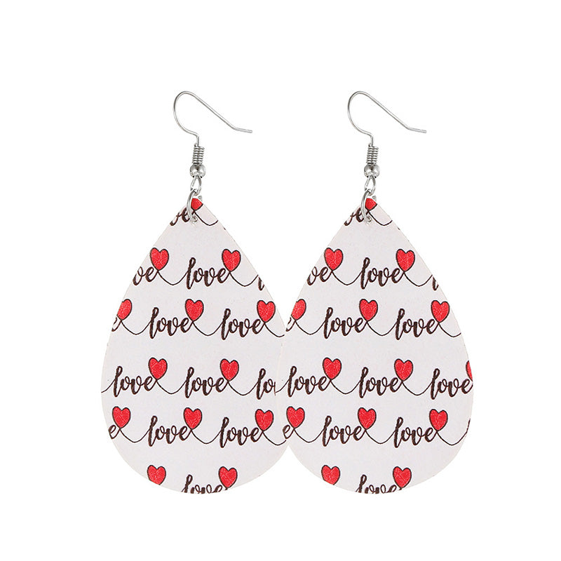 Valentine's Day Hearts Print Teardrop Earrings