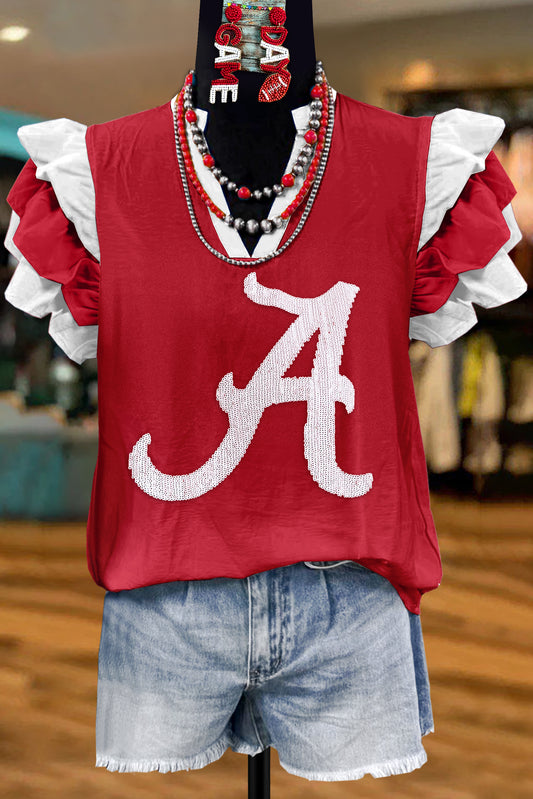 Classic Alabama Sequined Fly Sleeve Blouse