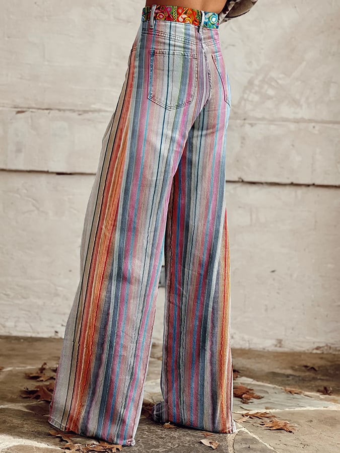 Women's Retro Hippie Wide Leg Pants