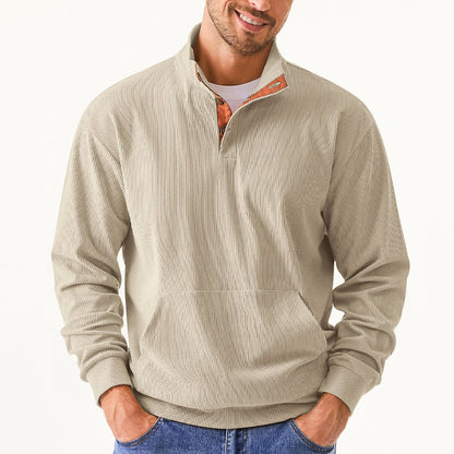 Solid Corduroy Button Up Sweatshirt