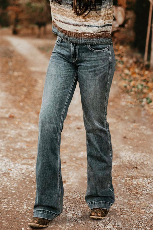 Vintage Washed Flared Jeans