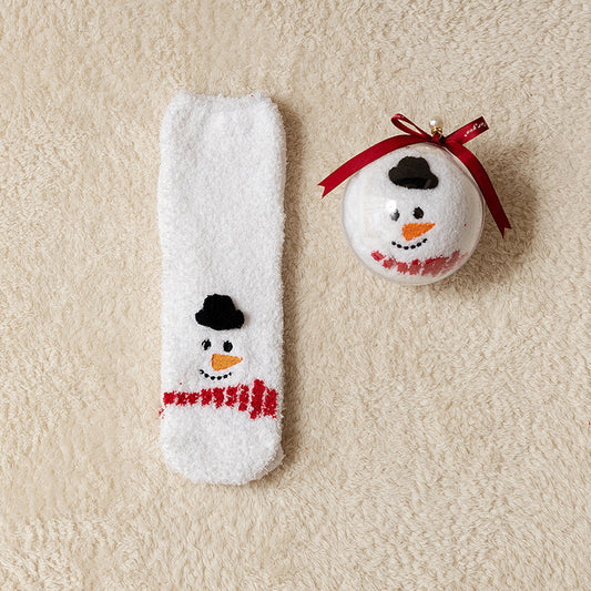 Christmas Cartoon Snowman Fuzzy Socks