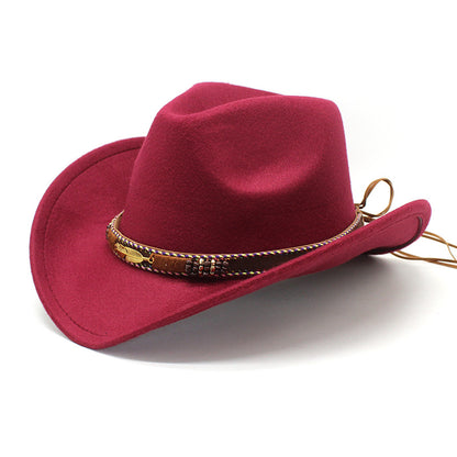 Men's Vintage Western Cowboy Hat Knight Woolen British Felt Hat