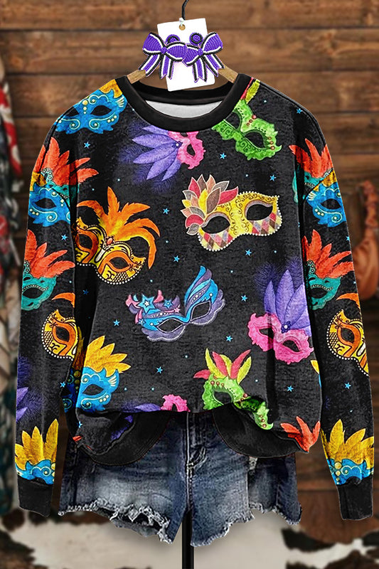 Vintage Mardi Gras Print Sweatshirt