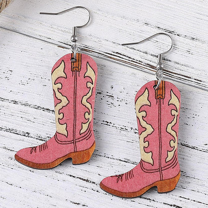 Western Pink Cowboy Boots Earrings