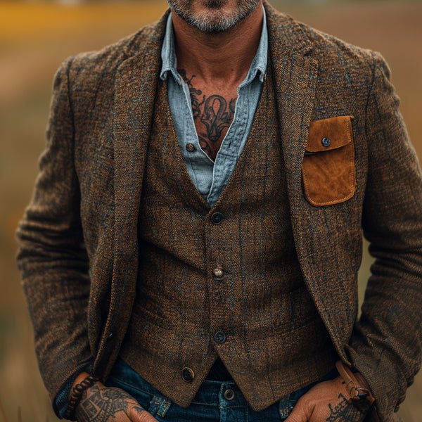 Men's Retro Country Western Contrast Blazer