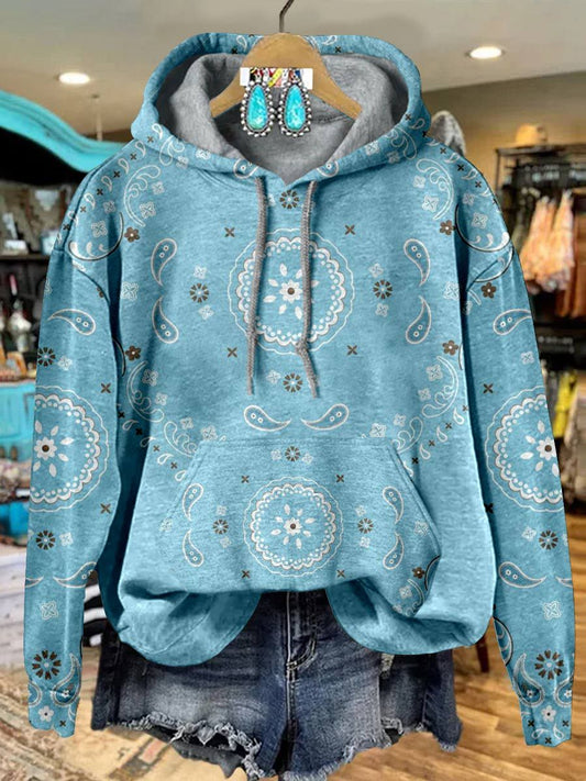 Paisley Print Casual Hoodie Sweatshirt