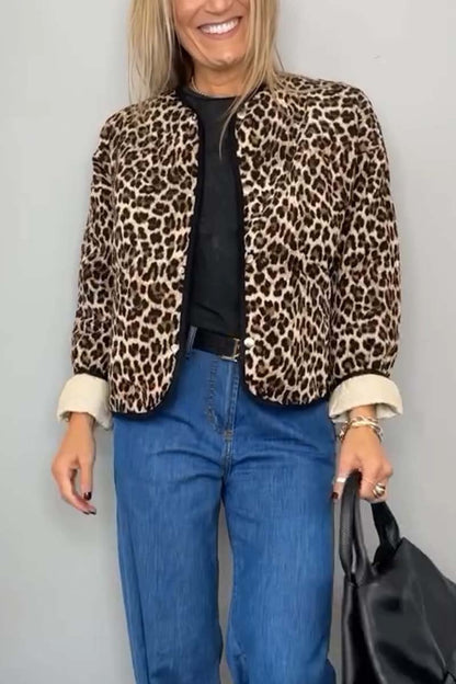 Women's casual leopard print short coat