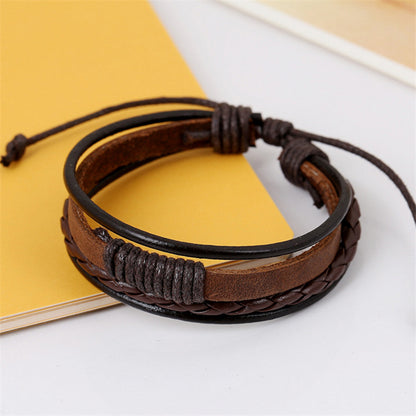 Unisex Quadruple Braided Leather Surf Bracelet