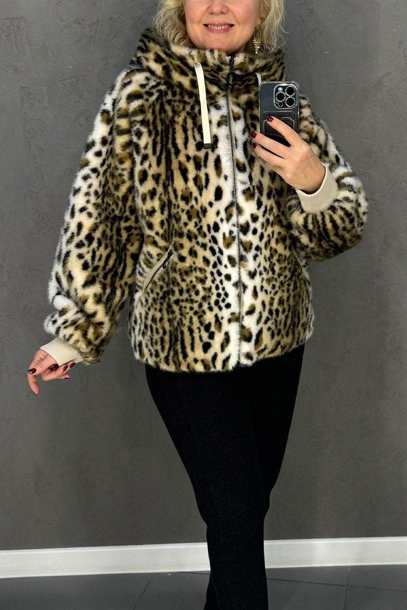 Women's Hooded Leopard Fur Coat