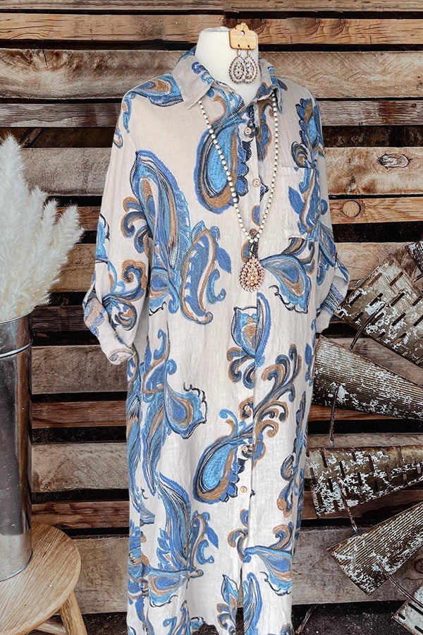 Paisley Print Buttoned Maxi Dress