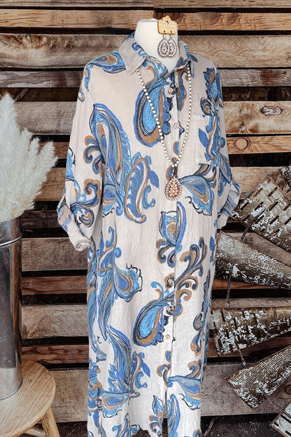 Paisley Print Buttoned Maxi Dress