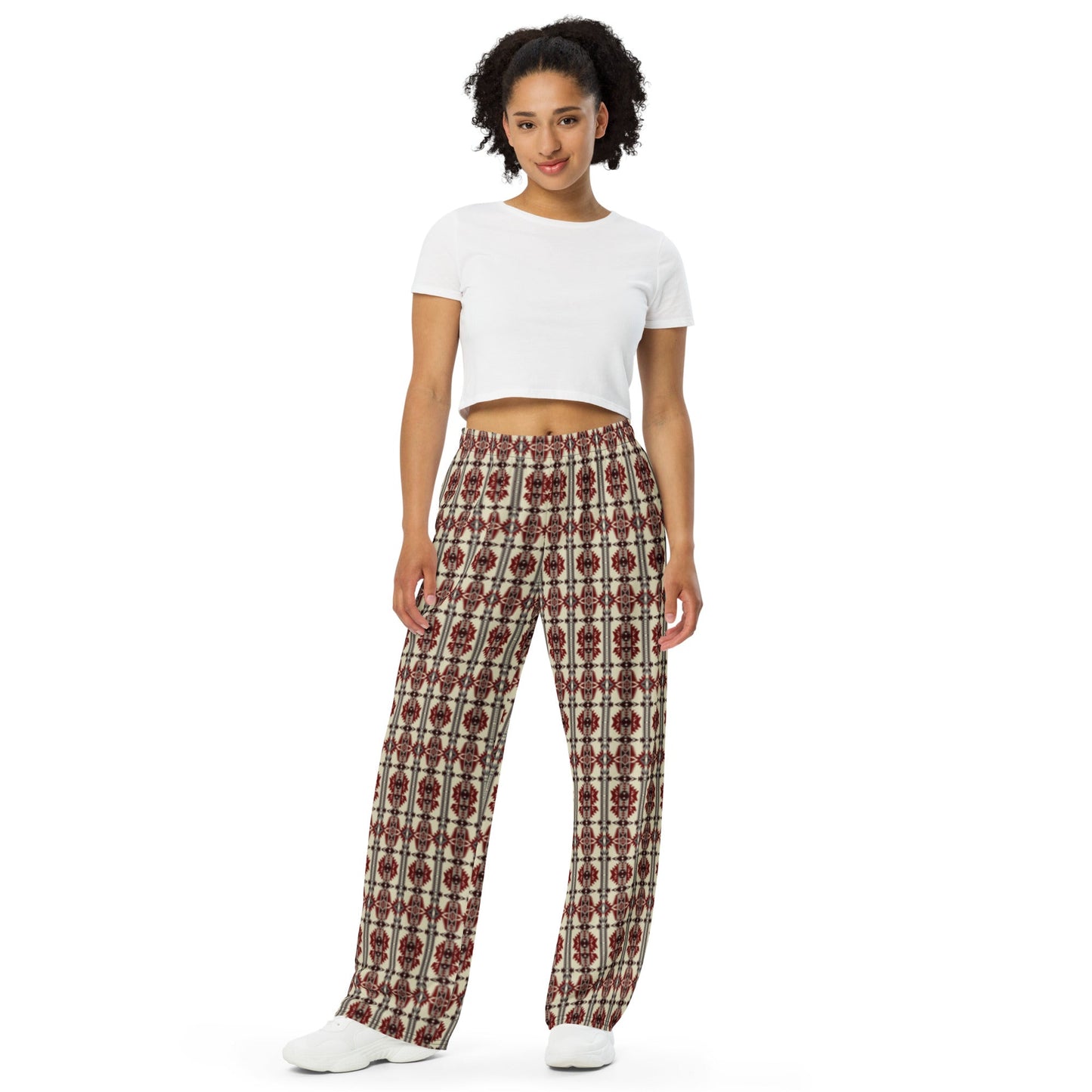 Tan Aztec Unisex Wide Leg Pants