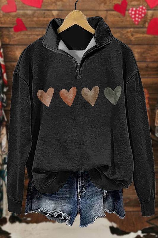 Valentine's Day Hearts Print Sweatshirt