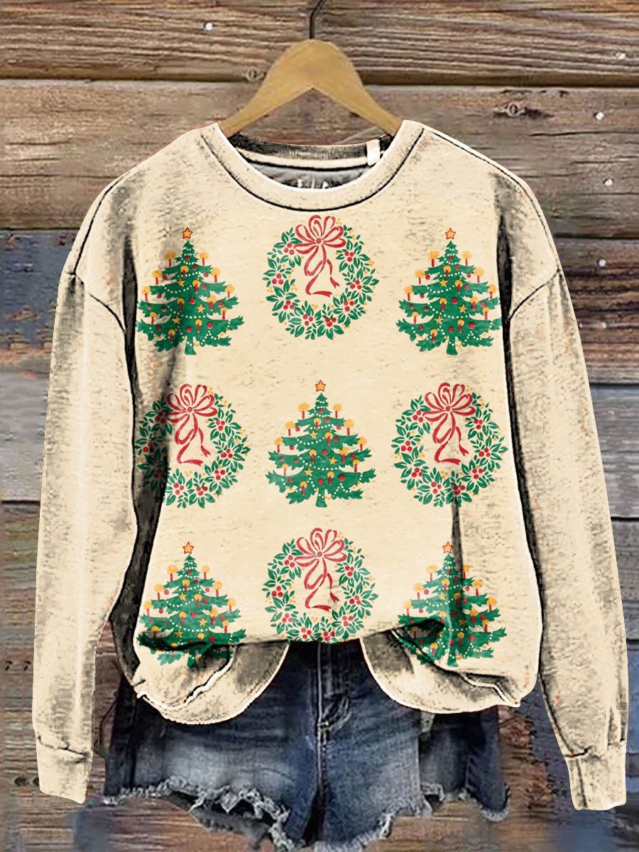 Christmas Tree Art Print Casual Sweatshirt