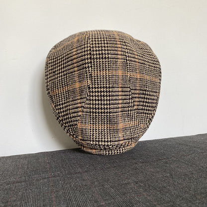 THE PEAKED Marl Flat Hat Plaid-Harris Tweed