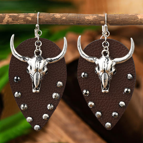 Western Steer Skull Rivet Earrings