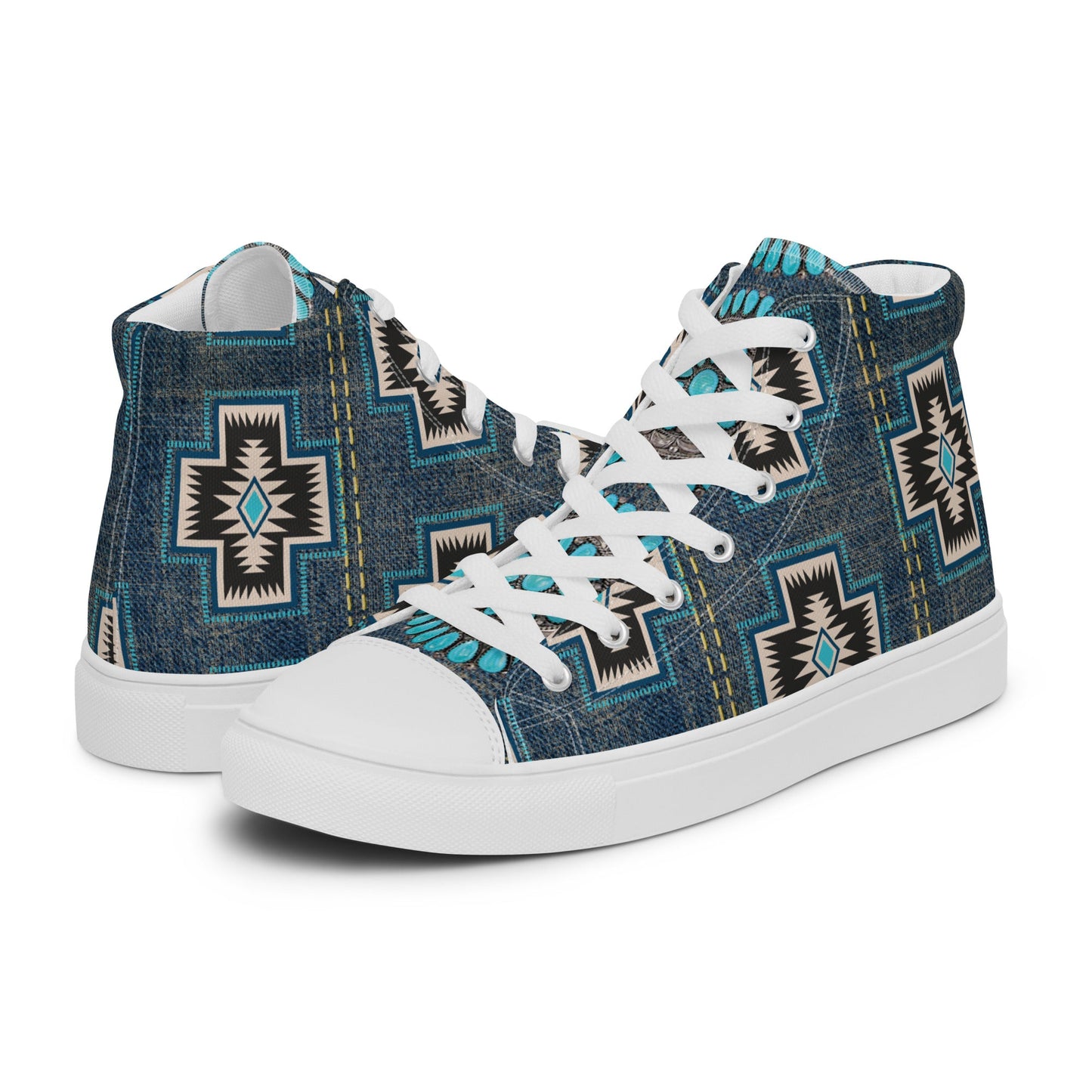 Aztec Cross Women__ high top canvas shoes