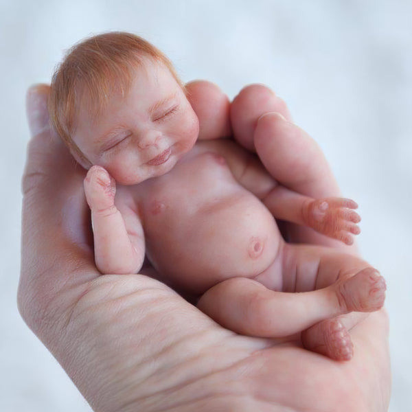 Miniature Doll Sleeping Full Body SiliconeReborn Baby Doll, 6 Inches Realistic Newborn Baby Boy or Girl Doll Named Abana