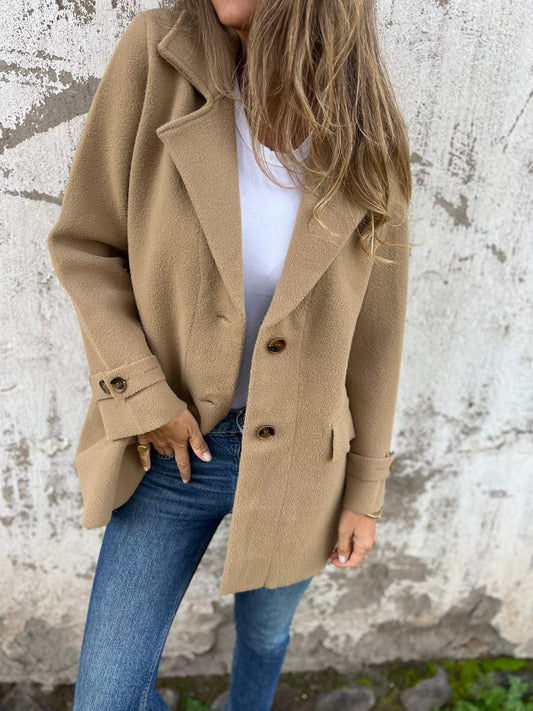 Women's Lapel Long Sleeve Autumn and Winter Casual Jacket