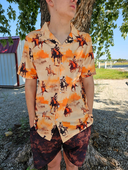 Western Grunge Men's Western Camp Shirt