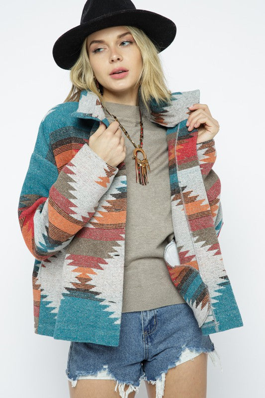 Soft Comfy Lightweight Aztec Pattern Jacket choice of colors