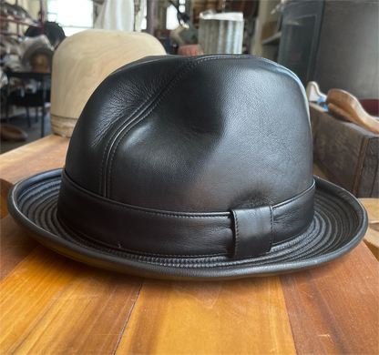 Mickey O'Neil hat / Fedora Leather Hat-BRAD PITT SAME STYLE