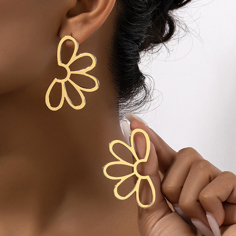 Unique Hollow Flower Alloy Earrings