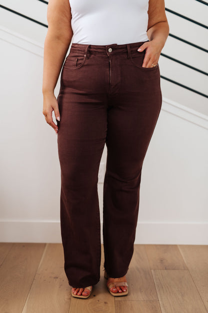 Judy Blue Sienna High Rise Control Top Flare Jeans in Espresso Plus Size