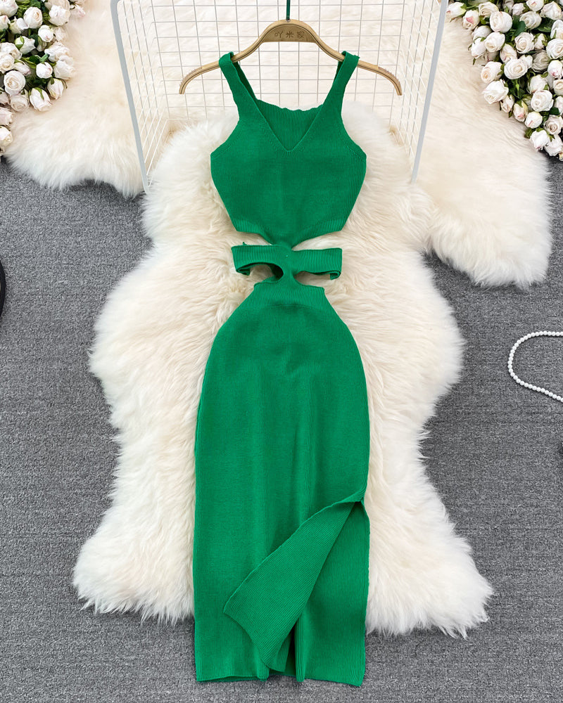 Waist Hollow Suspender Bodycon  Dress