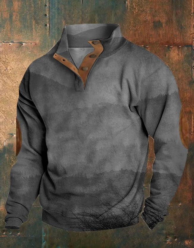 Men'S Vintage Textured Fabric Print Sweatshirt