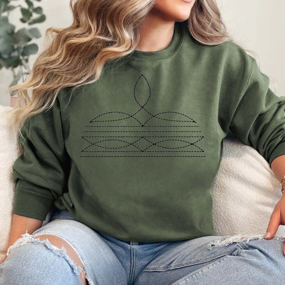 Boot Stitch Print tee or Sweatshirt  choice of colors