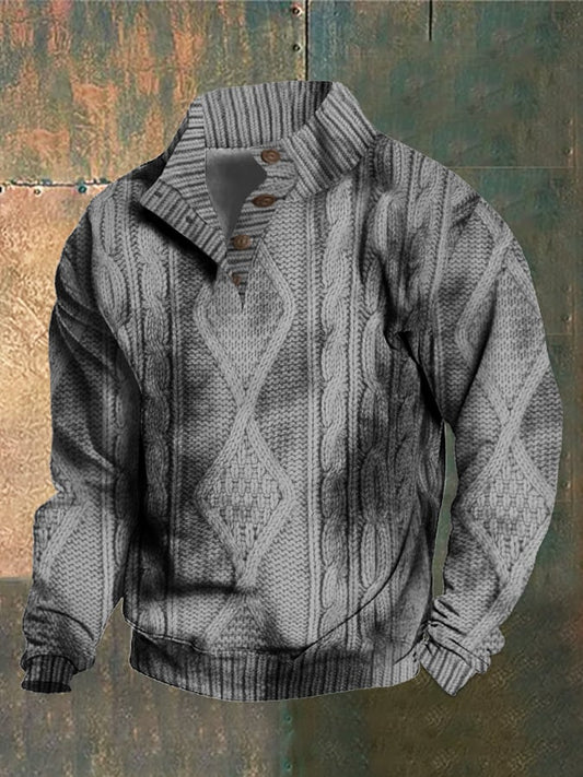 Men's Retro Western Stand Collar Sweatshirt